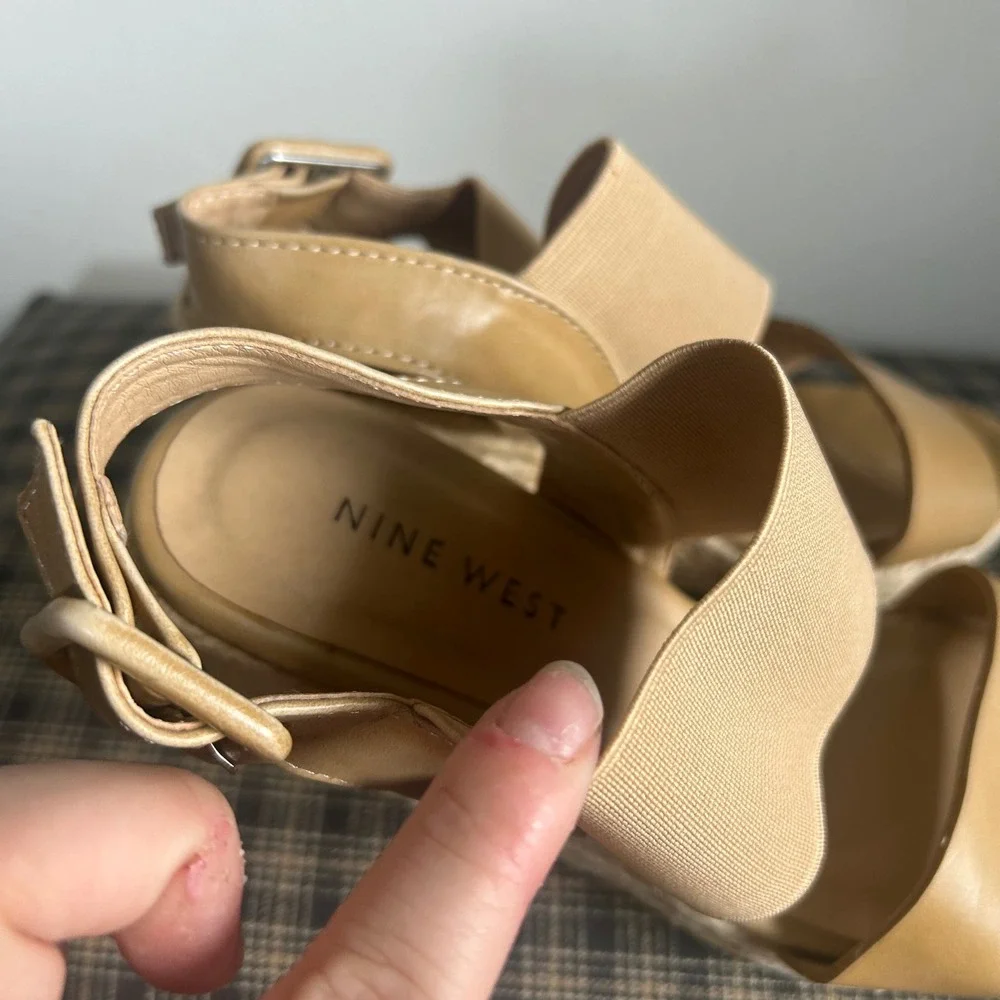 Nine West‎ Lizzy Espadrille Jute Wrap Wedge Sandal Size 5 Tan Beige
